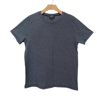 A.P.C. T-Shirt Mens Medium Navy Striped Short Sleeve Cotton Minimalist Paris 