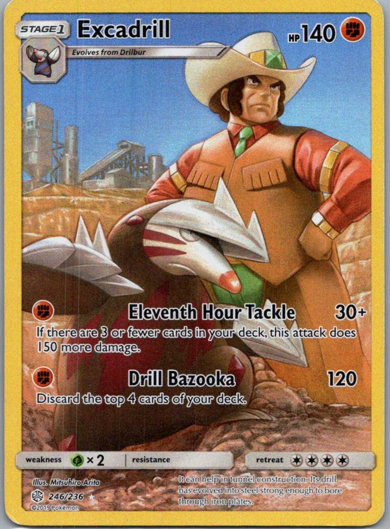 Excadrill 246/236 Secret Rare Cosmic Eclipse Pokemon Damaged