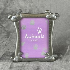 Pewter Dog Photo Picture Frame 3 Dimensional Puppy Gift For Dog Lovers Whimsical