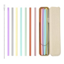 Reusable Straw with Case 9 Inch Extra Long, Flexible Silicone Smoothie Straws