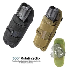 Tactical Flashlight Pouch 360 Degree Holder Holster Belt Pouch Rotatable Clip