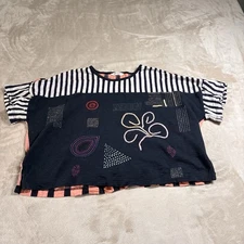 Marketplace Handwork Of India Boho Embroidered Striped Cotton Top Women's 2W