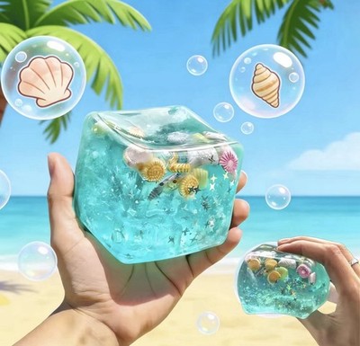 Magic Ocean Cube Squishy   Super Soft Star & Seashell Fidget Toy