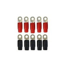 10 Pack 1/0 Gauge AWG 5/16 Ring Terminal Wire Crimp Cable Red/Black