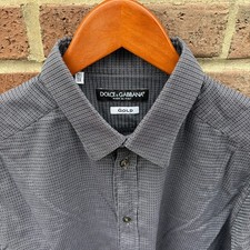 Vintage Made In Italy Dolce&Gabanna Gold Men’s Plaid Button Down Dress Shirt S