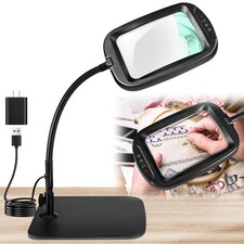 10X 30X 7 Inch Extra Large Magnifying Glass with Light and Stand, 5 Color Mod...