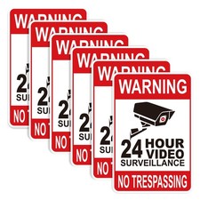 Security Camera Sign 6Pcs Warning Sticker Vinyl 5.9x4 Inch 24H Recording