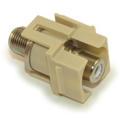 Keystone Jack Insert/Coupler Type: RCA to F-Type (CoaxNickel Plated Ivory