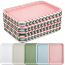20 Pcs Thicken Plastic Cafeteria Trays Fast Food Serving Tray Bulk Rectangula...