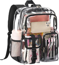 Clear Backpack for School - Heavy Duty Transparent Bookbag for Girls Boys Large