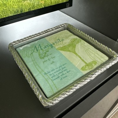 Mariposa Handcrafted Cocktail Napkin Box - Recycled Aluminum - New!