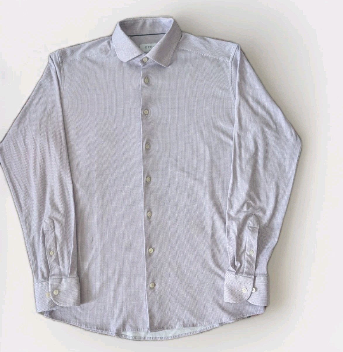 Eton Slim Fit Dress Shirt 16 41 Pink Micro Print Cotton Stretch Mens