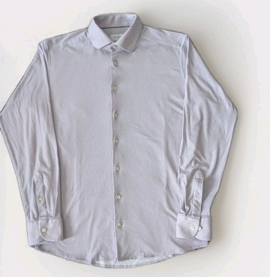 Eton Slim Fit Dress Shirt 16 41 Pink Micro Print Cotton Stretch Mens