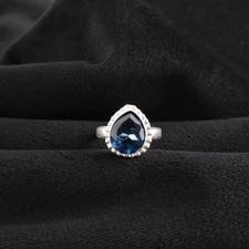 London Blue Topaz Gemstone 925 Sterling Silver Handmade Jewelry Engagement Ring