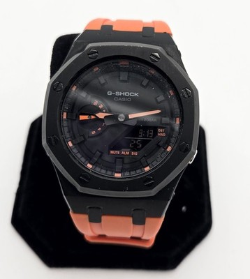 Custom Casio G-Shock GA-2100 Orange and Black Mod Watch | eBay