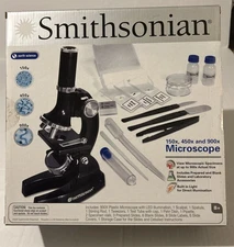 Smithsonian Microscope Kit STEM 150x/450x/900x w/ Light & Accessories New FS