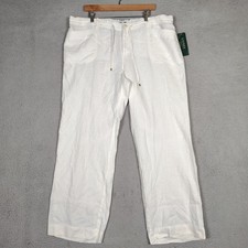 Lauren Ralph Lauren Pants Womens 16W Plus White 100 Pure Linen Coastal Core NWT