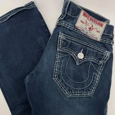 True Religion Billy Big T Vintage Thick Stitch Bootcut Mens Jeans 33x33 Y2K