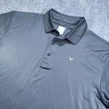 Callaway Opti-Dri Golf Polo Shirt Mens L Gray Check Print Short Sleeve Stretch