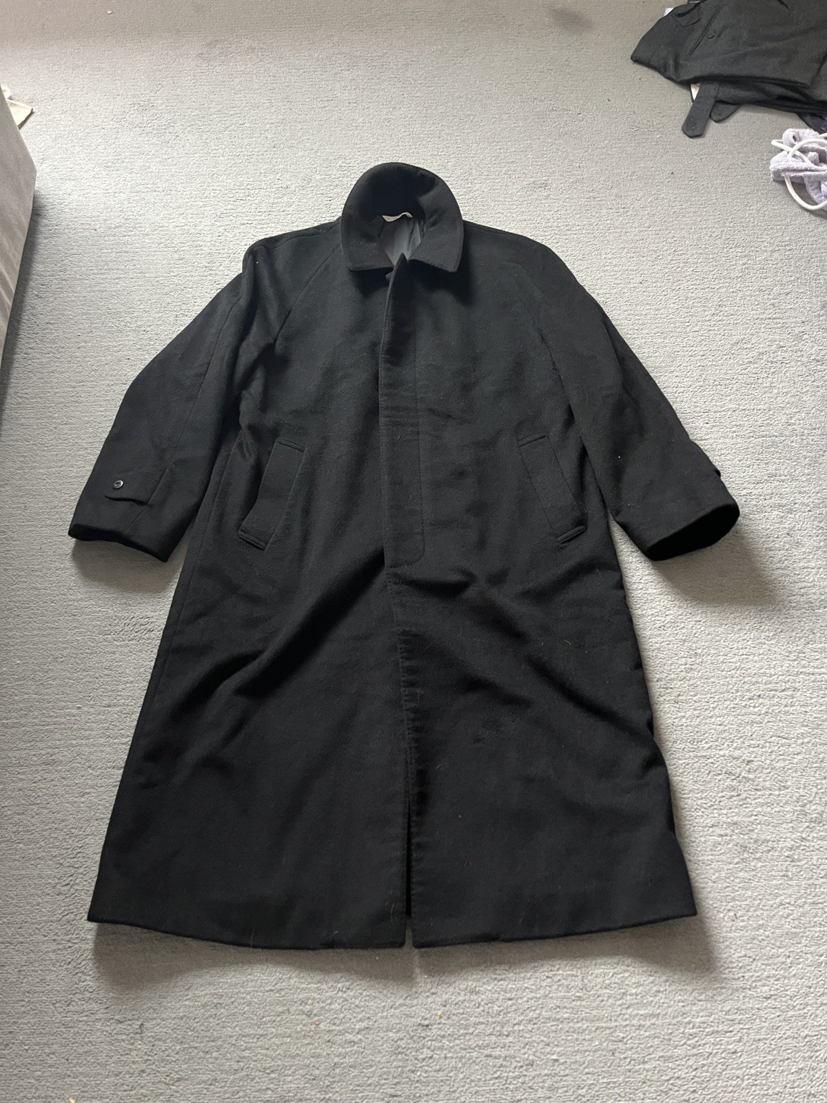 *rare* Givenchy Japan Raglan Cashmere Bal Collar Coat Medium IT48 Vintage Black