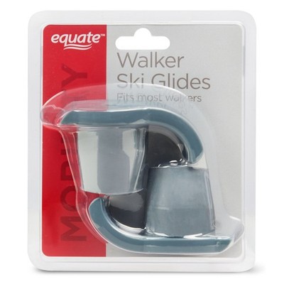 Equate Walker Ski Glides, Gray, 2-Pack, Easy-Slide Rear Walker Glides for Smooth