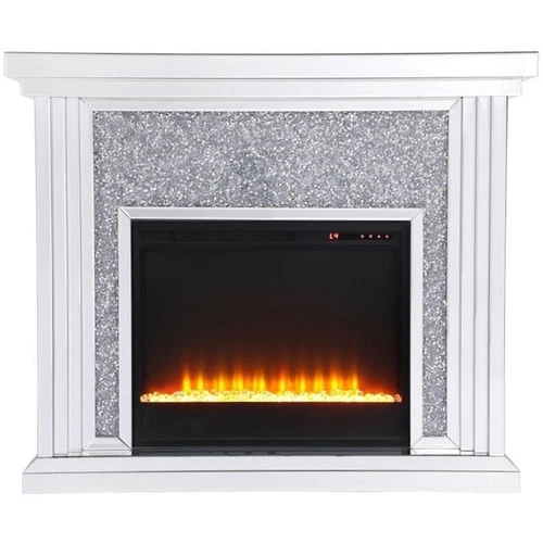 Elegant Decor Modern 47.5" Dazzling Mirrored Crystal Fireplace Mantle - Picture 4 of 12