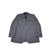 Ralph Lauren Mens 42L Wool Cashmere Glen Plaid Blazer Blue Grey Made in Canada