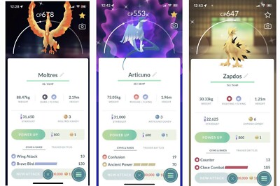 Shiny Galarian Moltres Zapdos Articuno Galar - Mini P T C