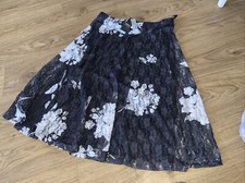 ladies 12 papaya navy blue white lace floral flare a line new smart wedding