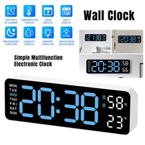 LED Digital Alarm Clock Wall Desk Alarm Remote Control Large Digital Display USA