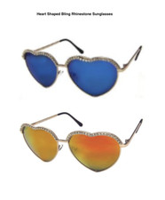 Heart Love Womens Metal Rhinestone Bling Sunglasses Retro Vintage