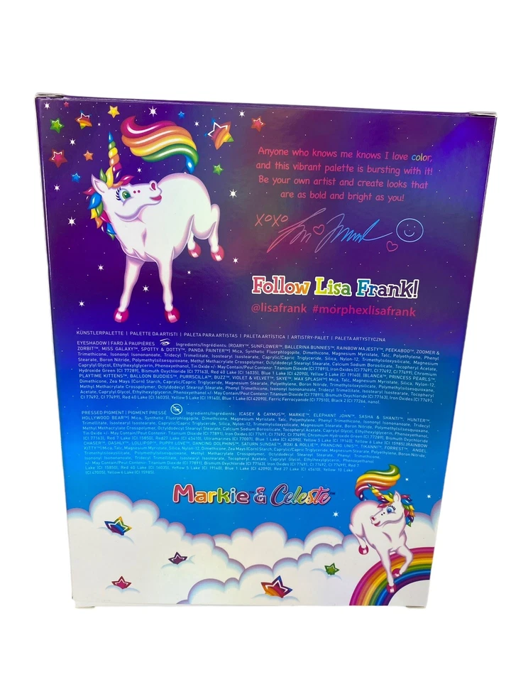 Lisa Frank Paleta Morphe Maquillaje Sombra de Ojos Nuevo Unicornio 35B Arte de Portada Clásico Foto 2 de 4