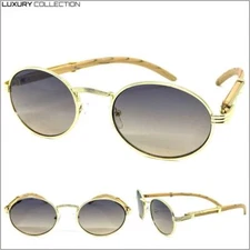 Men’s Classy Elegant Sophisticated Modern Retro SUNGLASSES Oval Gold Metal Frame