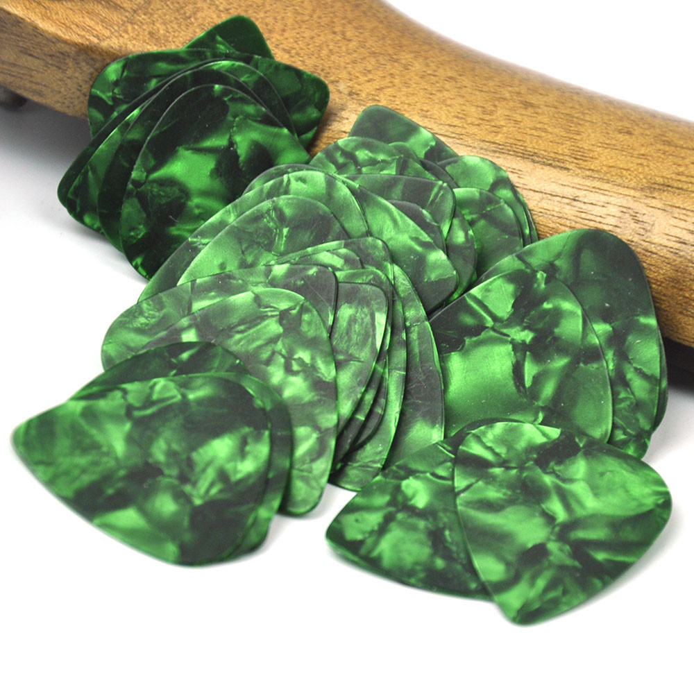 50pcs Thin 0.46mm Green Pearl Celluloid Guitar Picks Bulk Set