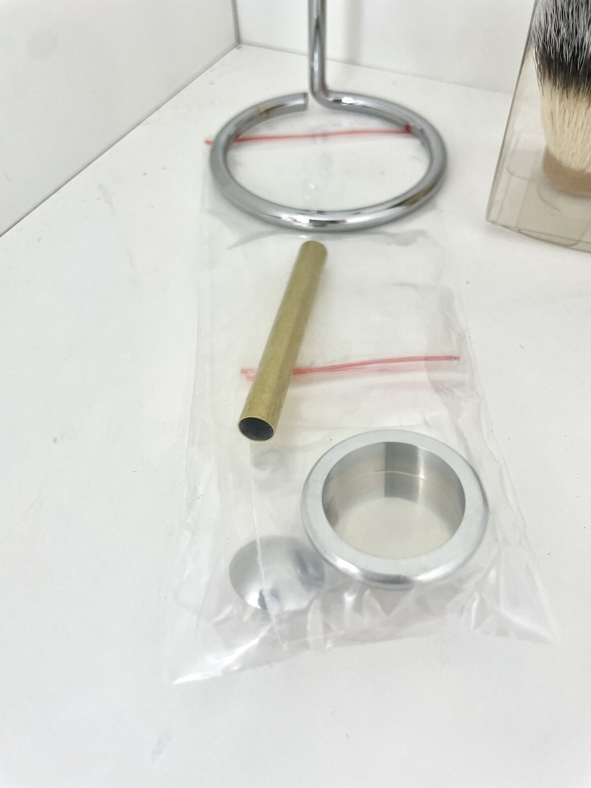 2 * Wood turning Shaving Brush Kit and Stand in Chrome eBay