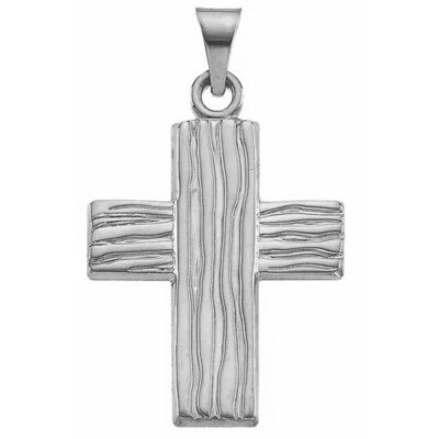 14k White Gold Old Rugged Cross Necklace Made in USA