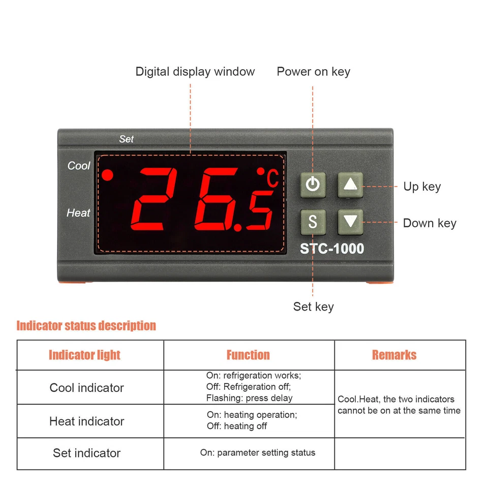 STC-1000 Digital Thermostat for Incubator Temperature Control Thermoregulator - Image 4 of 4