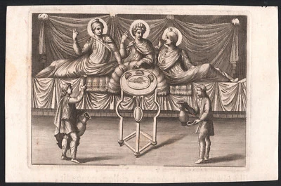1742 Rare gravure Virgile l'Énéide Banquet de Didon et Énée mythologie - Photo 1/2
