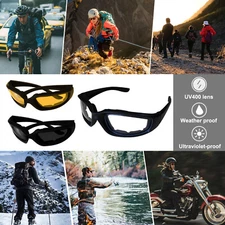 3× Chopper Motorcycle Sunglasses Dustproof Wind Resistant Padded Riding Glasses