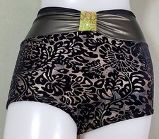 NWT Pumpers Black/Brown Pattern Spandex Dance Brief Adult S