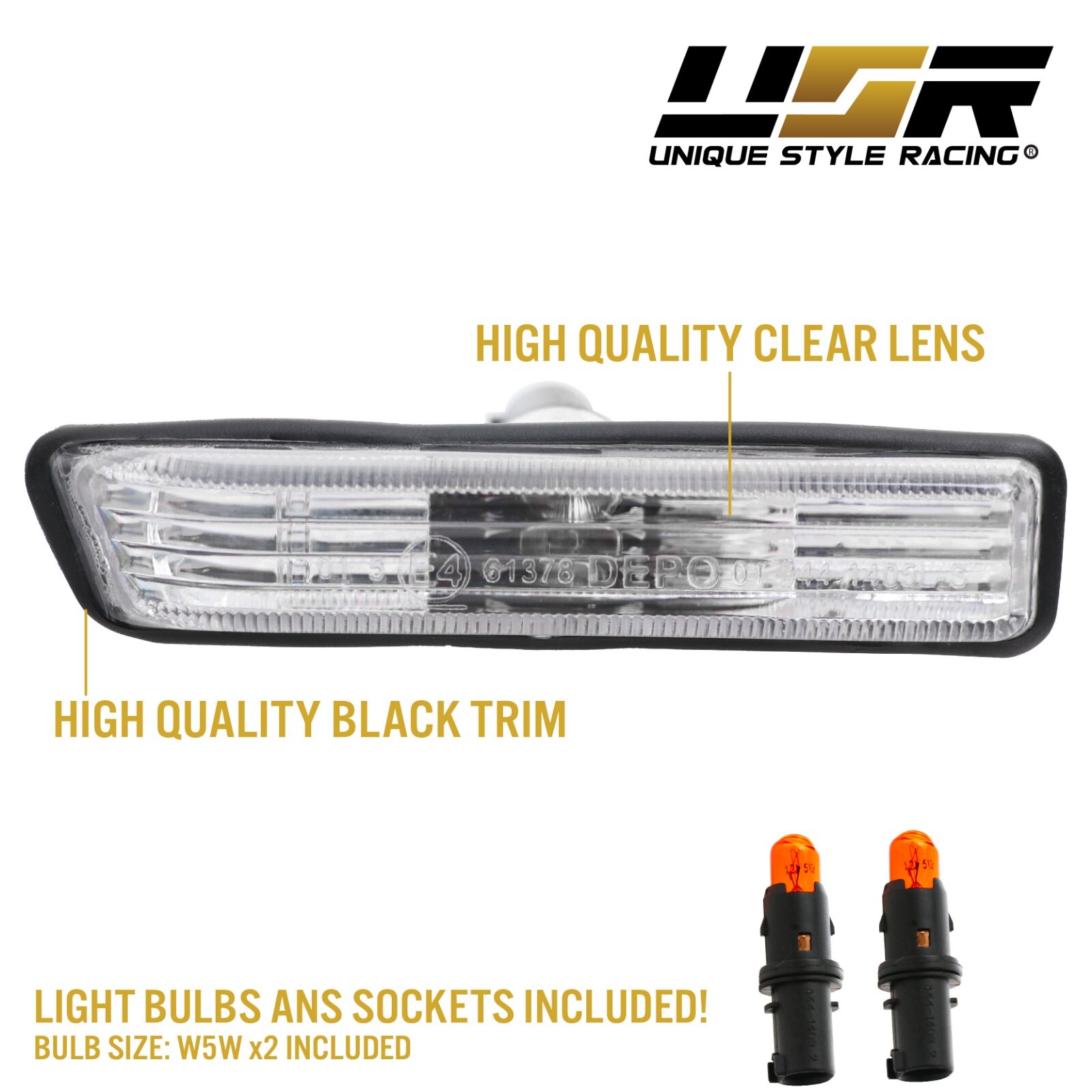 DEPO Euro Clear Fender Side Markers Lights For 19971999 BMW E36 3