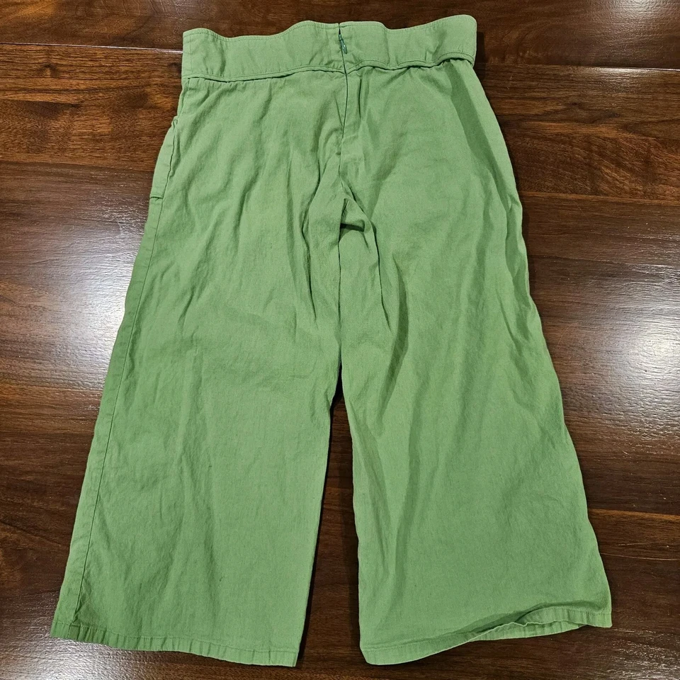 TO THE MAX женщин 4 льняной хлопок капри брюки назад молнии с карманами лайм зеленый - Изображение 3 из 4
