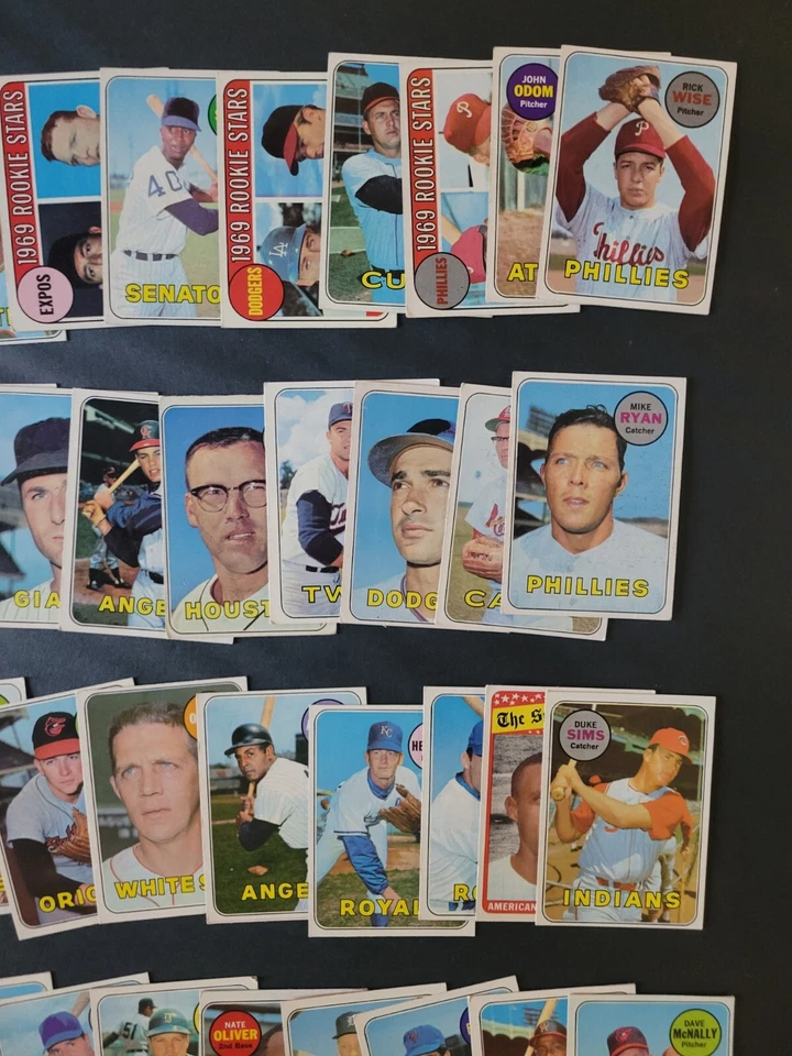 Lote de béisbol 1969 Topps - 50 tarjetas vintage diferentes - Rick Wise | Duke Sims Foto 3 de 4
