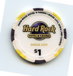 1.00 Chip from the Hard Rock Casino Sioux City Iowa H&C