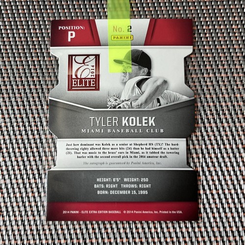 2014 Elite Extra Edition Status Purple Die-Cut Signatures /75 Tyler Kolek Auto - Picture 3 of 3