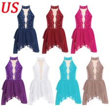 Girls Dress Modern Leotard Dance Dancewear Lyrical Stage Maxi Competition