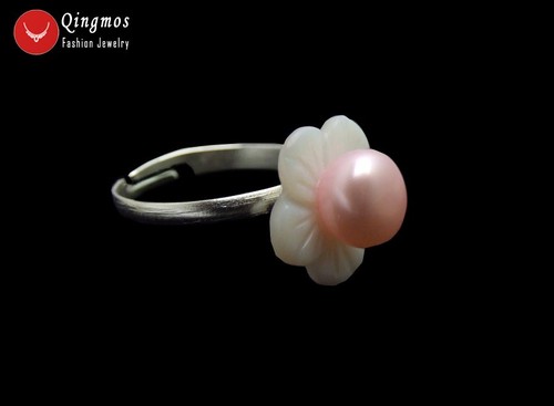 Trendy 7-8mm Natural Light Pink Pearl Ring for Women Opening Adjustable Ring r40 - Picture 1 of 6