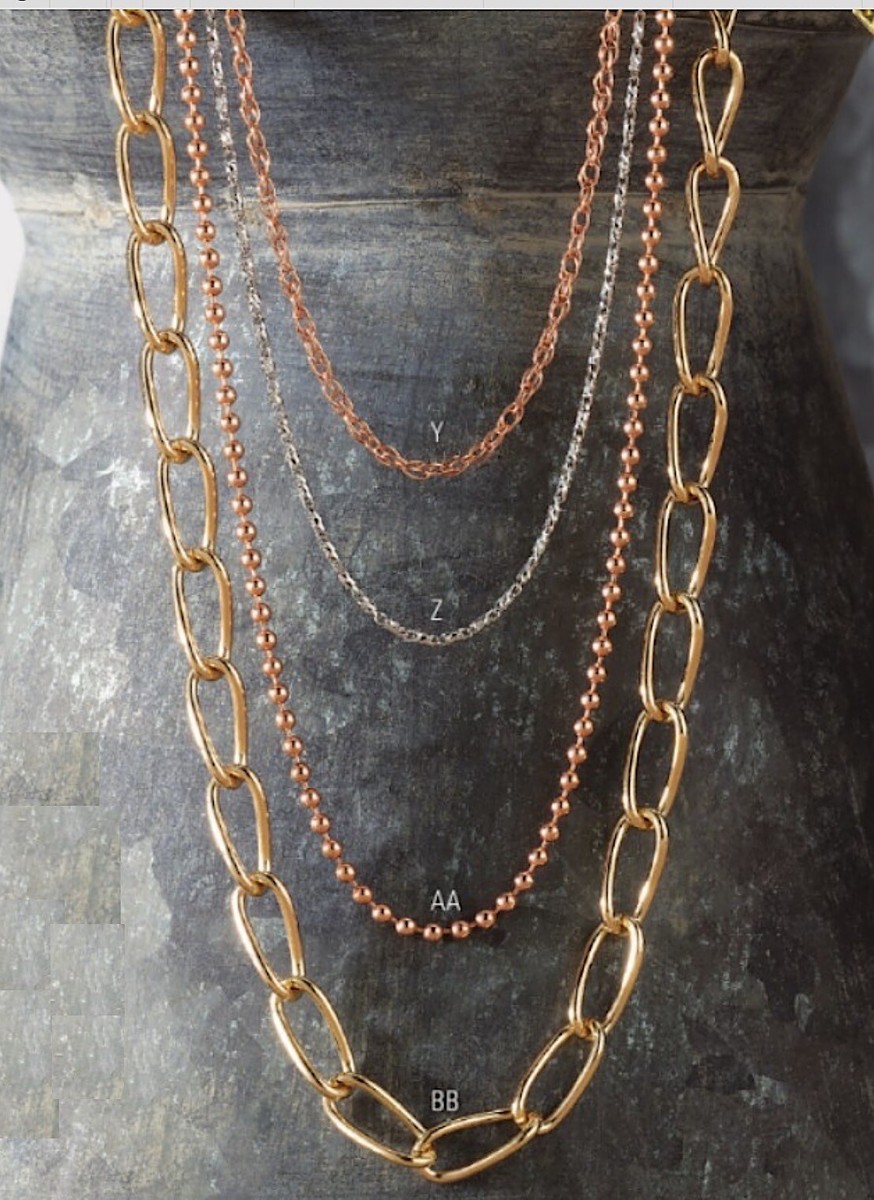 Fancy Link Chain 14K Yellow Rose White Gold or Sterling