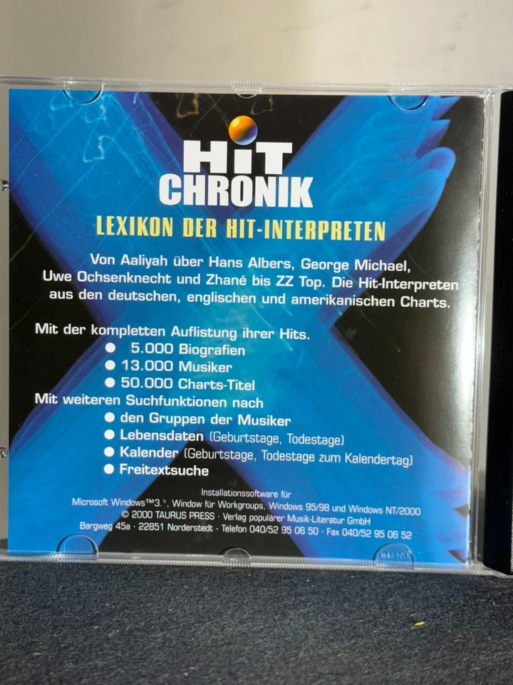 HIT CHRONIK, CD-ROM Lexikon der Hit-Interpreten, Taurus Press Günter Ehnert 2000 - Bild 4 von 4