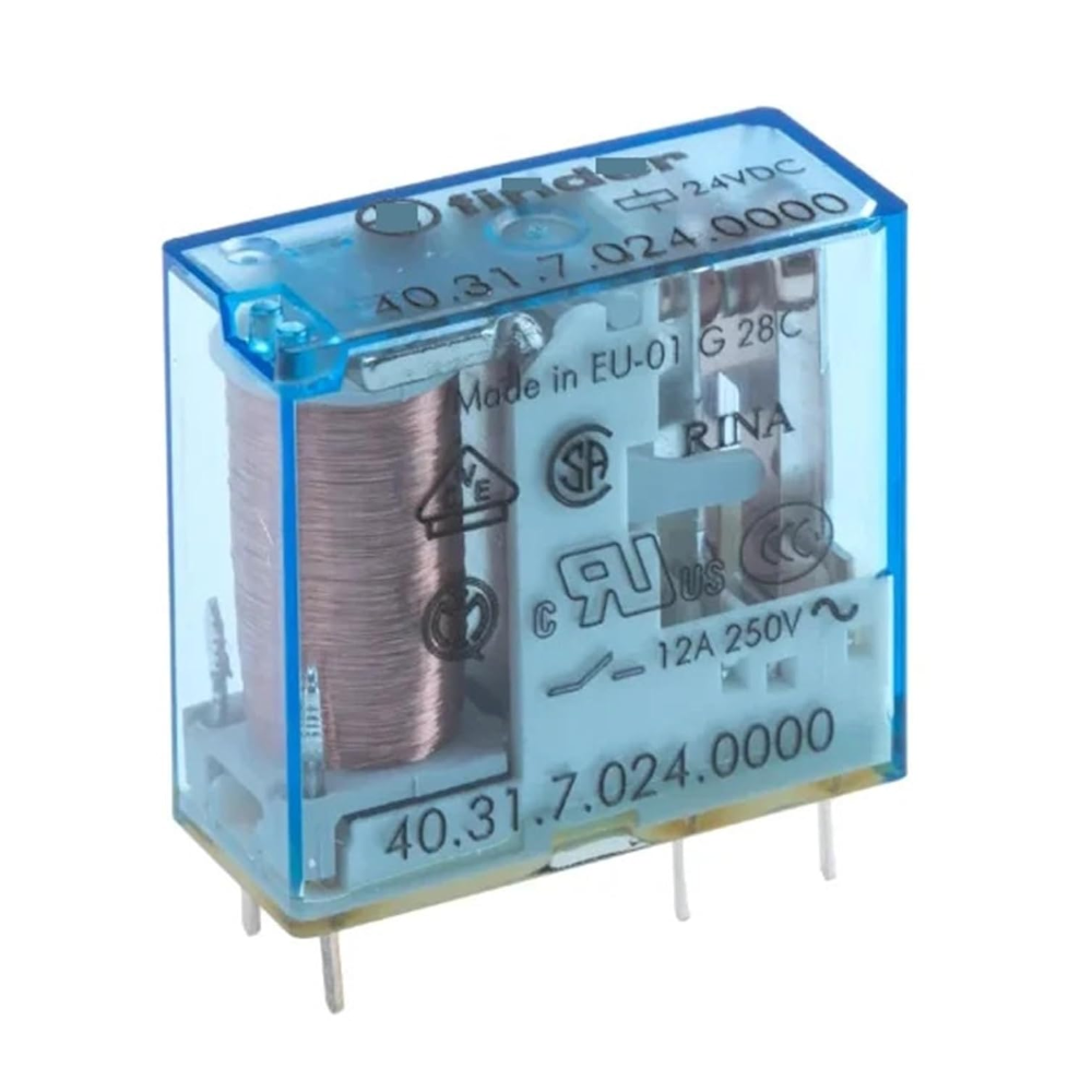 Relè di potenza, 24 Vdc, SPDT, 12 A, foro passante (THT), serie 40.31 - Finder